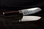 нож кухонный Сантоку волнистый Samura/ красная пакка Damascus SD-0094-red